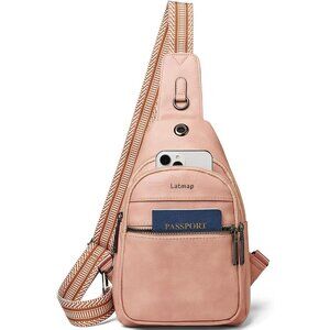 Women Faux Leather Sling Bag Casual Backpack Crossbody Fanny Pack Purse